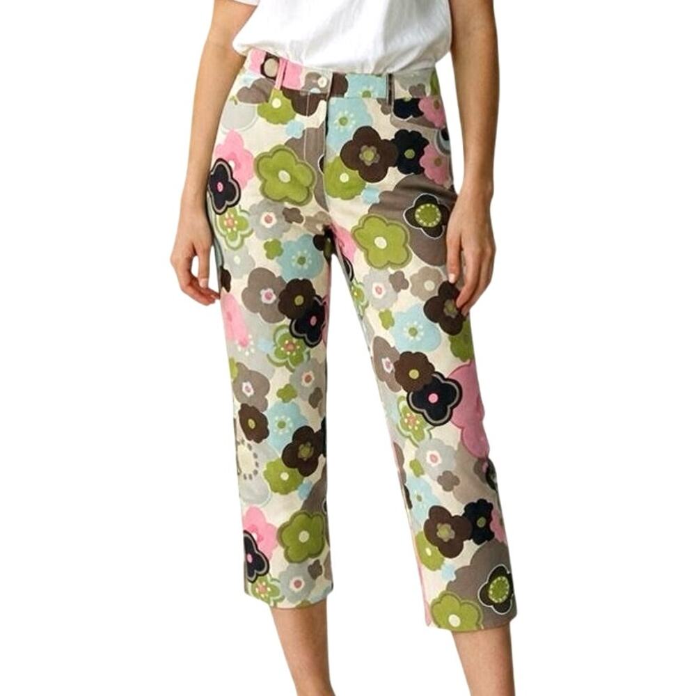 Vintage Y2K Talbots Mod Floral Print Straight Crop Pants 4